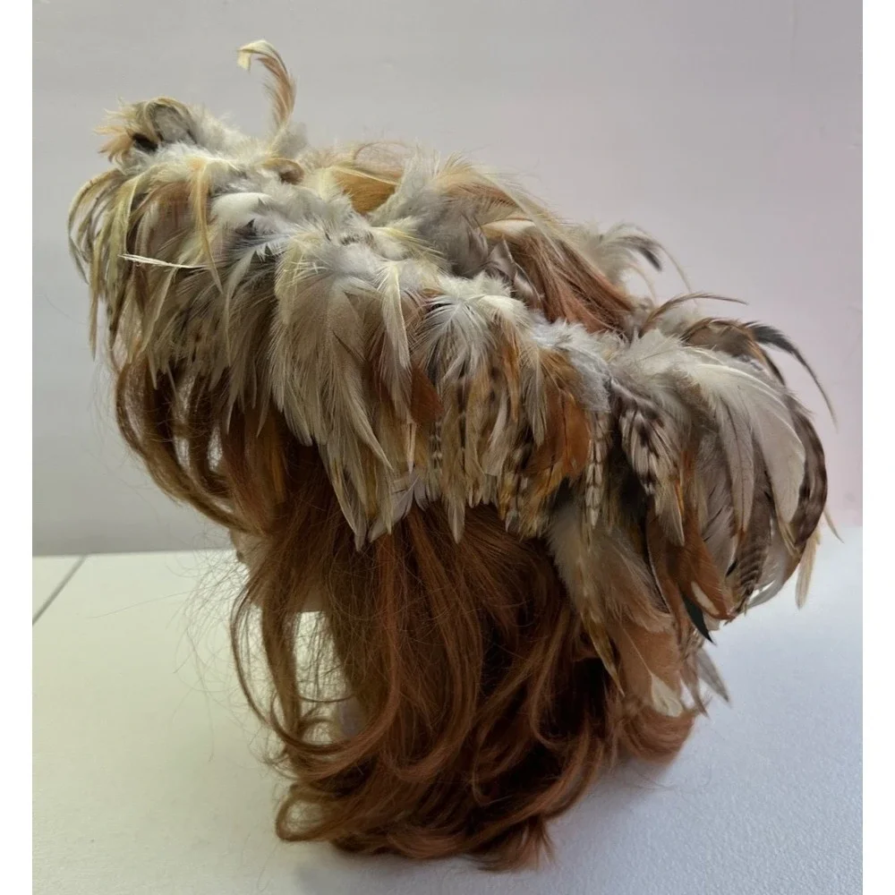 Vtg Pheasant Feather Natural Wreath Fall Rustic Decor Hat‎ Band Hair Boho Whimsy